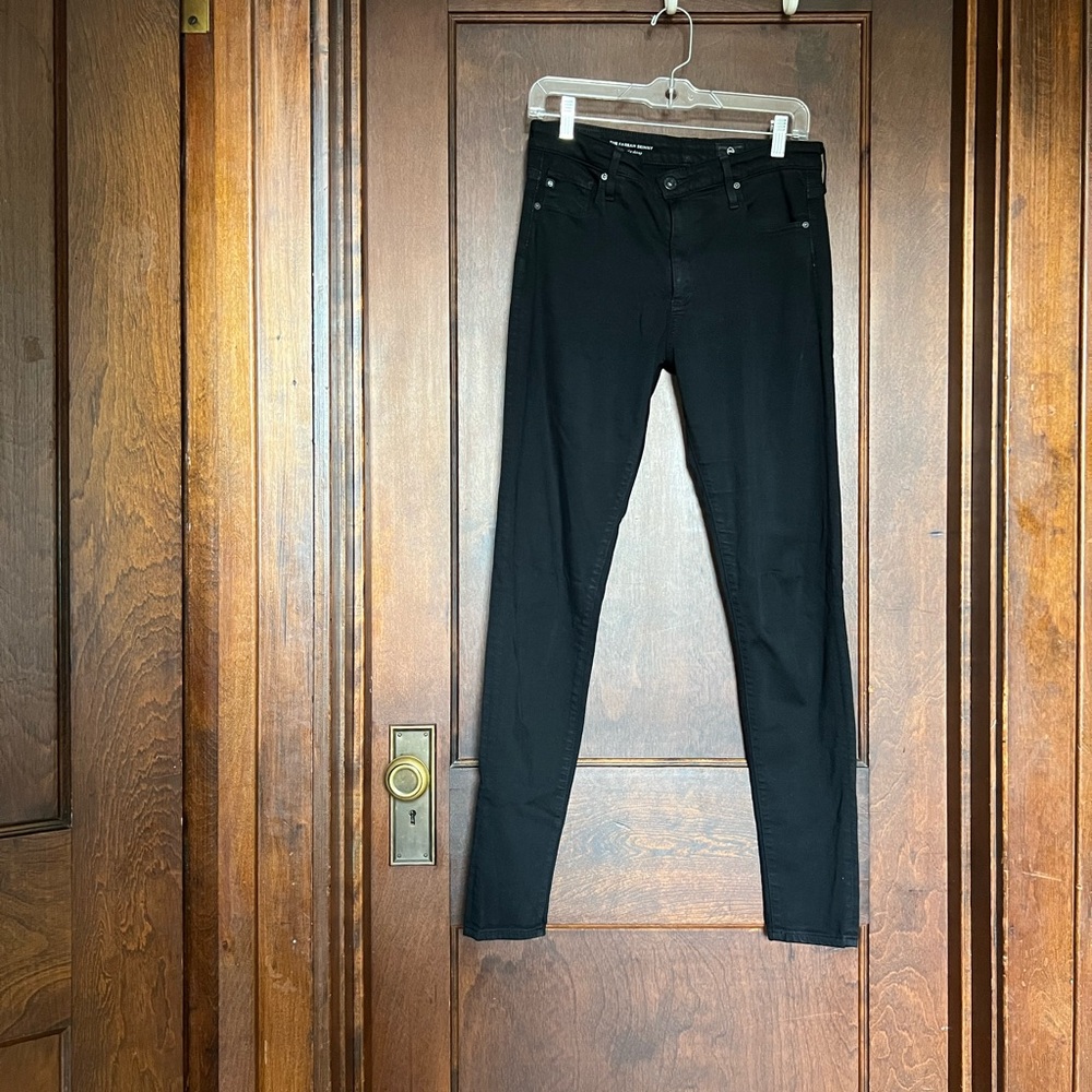 AG black farrah high rise skinny white pants